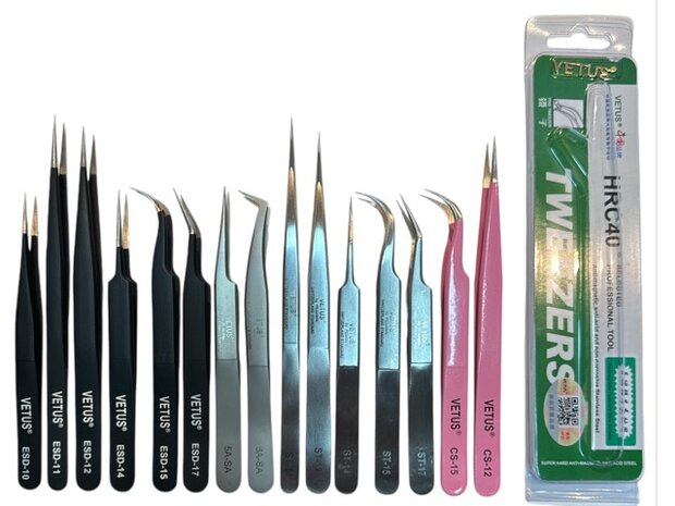 Vetus tweezers ESD-12 straight stainless steel