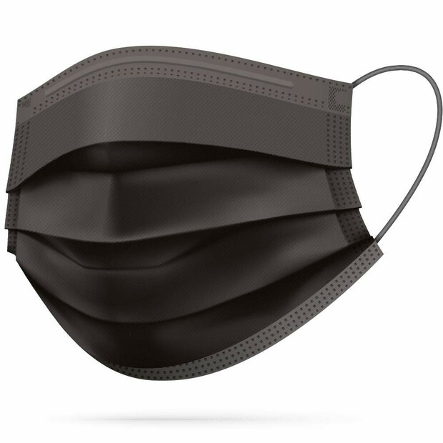 Mondmasker zwart - 5 stuks - wegwerp